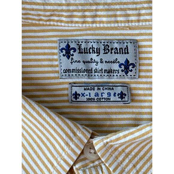 Lucky Brand Dungarees Button Front Shirt Size XL Gene Montesano Striped Cotton - Picture 2 of 7